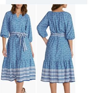 Mila Mae Border Print Tie Waist Midi Dress